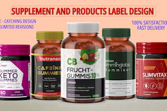 do label design for supplement,whey protein,vitamin,gummies,product,flyer design