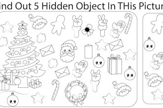 do 5 hidden object coloring page illustrations only for 50