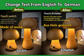 replace text from image english to german and others text change product details