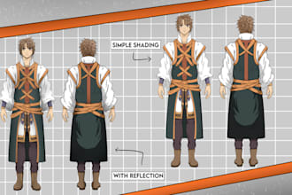 create 2d japanese art style character design for you
