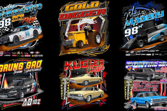create automotive tshirt or car racing poster design