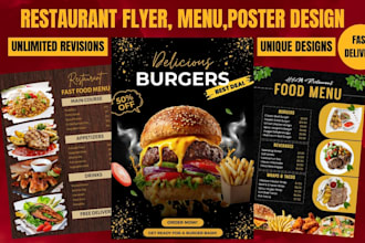 design attractive cafe menu, restaurant menu, and food flyer