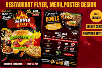 design attractive cafe menu, restaurant menu, and food flyer