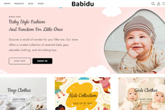 design baby product shopify store pregnancy product store baby shopify website