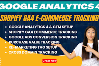 fix or setup shopify ga4 ecommerce tracking, google tag manager and analytics 4