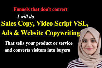 write sales page copy, video script,vsl, facebook ads and website copywriting