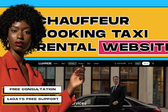 chauffeur booking website, taxi rental web app luxury car dealership ghl website