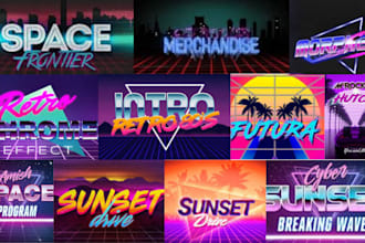 do 80s 90s synthwave retro vintage neon style and chrome 3d logo
