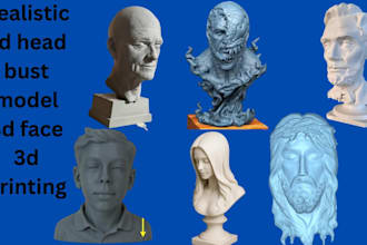 realistic 3d head model in zbrush face sculpt bust modeling stl file 3d printin