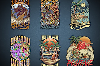 create a custom design illustration for tshirt and merch