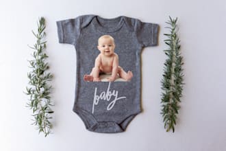 place baby image on t shirt and all typography design