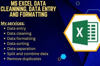 do excel data cleaning, formatting, organize, merge or split excel and CSV files