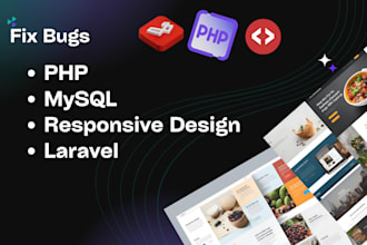 fix bugs in php, mysql database, html responsive website issue