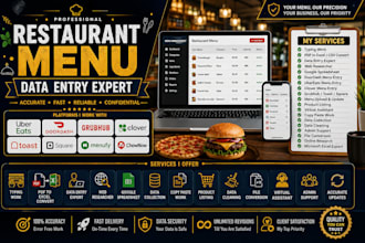 do restaurant or food menu data entry redbox, grubhub etc