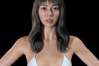 create 3d hyper cgi realistic character with facial lipsync for film 3d printing