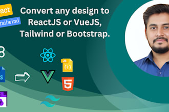 design responsive landing pages using vue react tailwind CSS