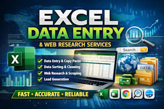do excel data entry, data sorting, copy paste and website research