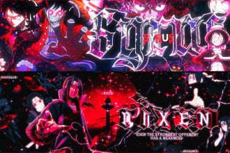 design an iconic gaming or anime youtube banner, twitch, or twitter header