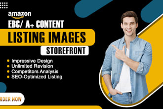 create amazon listing images, a plus content or amazon ebc and storefront