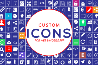 design unique vector custom icon in any style set for web and app
