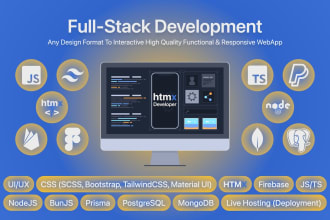develop webapps in htmx tailwindcss firebase nodejs mongodb or postgresql