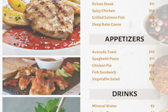 creat a menu restaurant