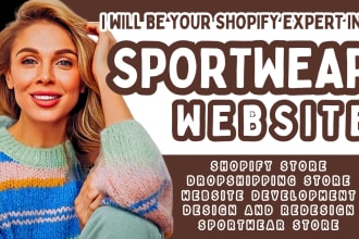 design, redesign sportswear shopify website sportswear store dropshipping store