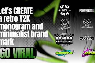 design a retro y2k monogram and minimalist brand mark