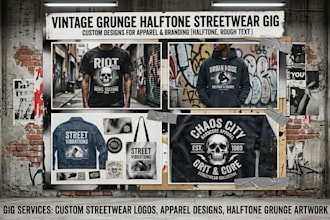 create vintage grunge halftone streetwear design