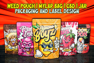 design unique weed pouch, mylar bag and cbd product labels