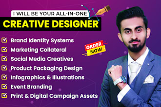 design brand identity, social media graphics, and marketing collateral