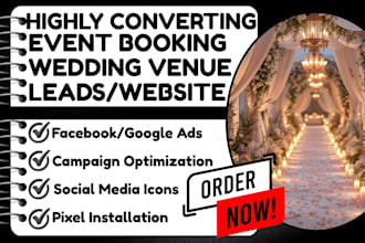 generate event booking leads wedding venue leads and build event booking website