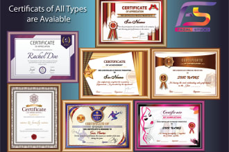 do custom certificate design of award, education ,sports