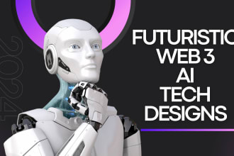 design futuristic web3, ai, tech visuals for your brand fast