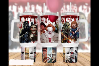 make skinny and sublimation wrap design for tumbler with 2d, 3d illustration