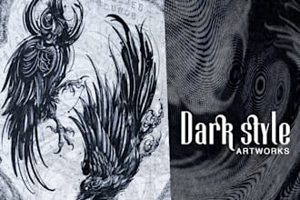 create dark style drawings for tattoos, album covers, artworks