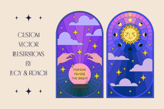 create unique vector tarot like outline illustration