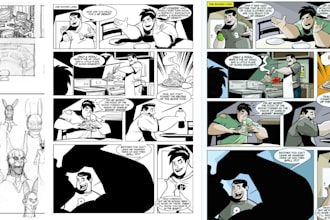 comic book illustration, comic page, comic artist, comic strip, graphics novel