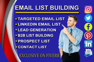 build niche targeted active email list for b2b leads in 24 hours