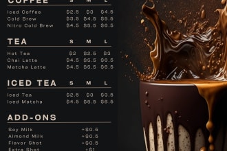 design food flyers, restaurant flyers, food menus, and restaurant menus