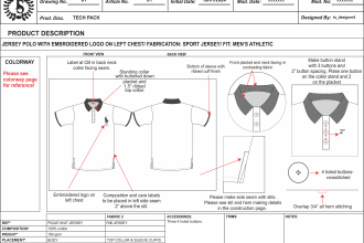 design fashion apparel clothing tech pack,  for production