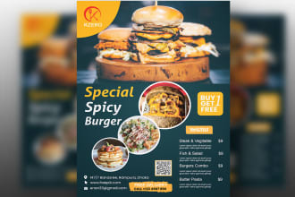 make promotional food flyer, business flyer, event flyer, brochure and poster