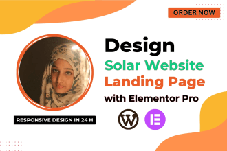 design responsive solar website wordpress landing page, elementor pro expert