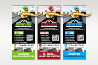 design cleaning door hanger, postcard for roofing, real estate, pressure washing