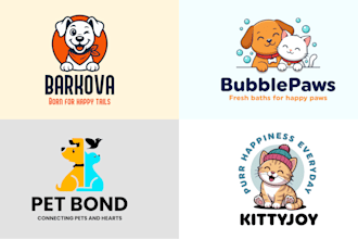 design pet, dog, cat or animal and veterinary clinic logo