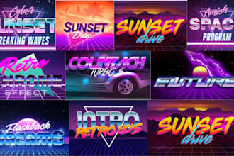 do 60s 70s 80s 90s synthwave retro vintage style neon and chrome 3d logo