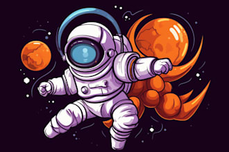 do cartoon, astronaut, space mascot logo illustration