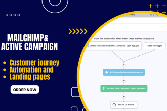 set up mailchimp customer journey active campaign landing page