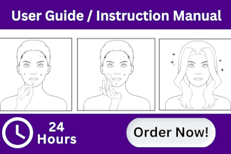 draw line art instruction manual, user guide for your product within 24 hours