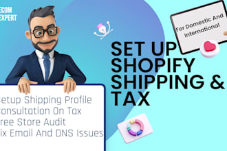setup shopify shipping settings and tax set up domestic and worldwide